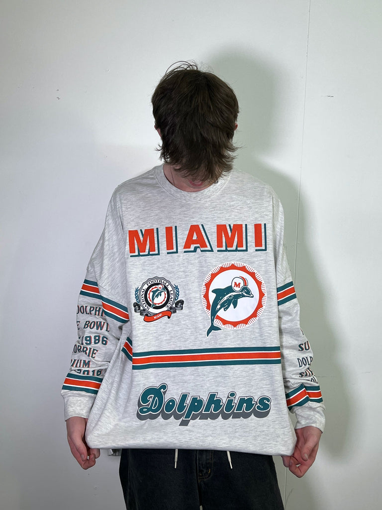 Mitchell & Ness Miami Dolphins 17-0 Long Sleeve T-Shirt White