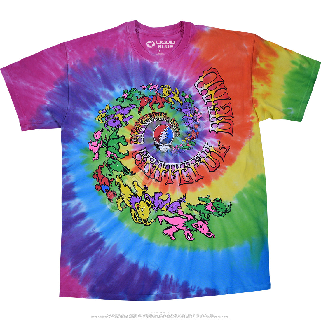 Grateful Dead Spiral Trippy Bears Tie Dye Tee