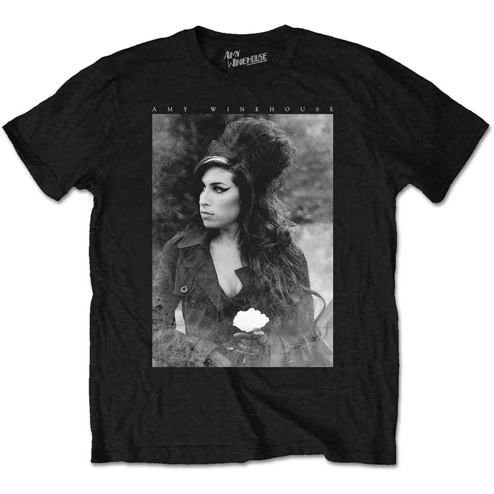 Amy Winehouse Flower Portrait Black Tee