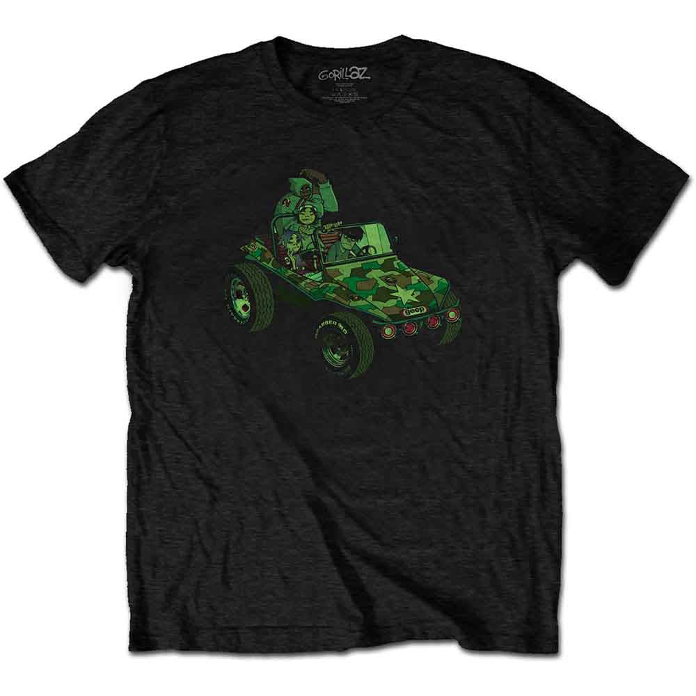 Gorillaz Group Green Jeep Black Tee