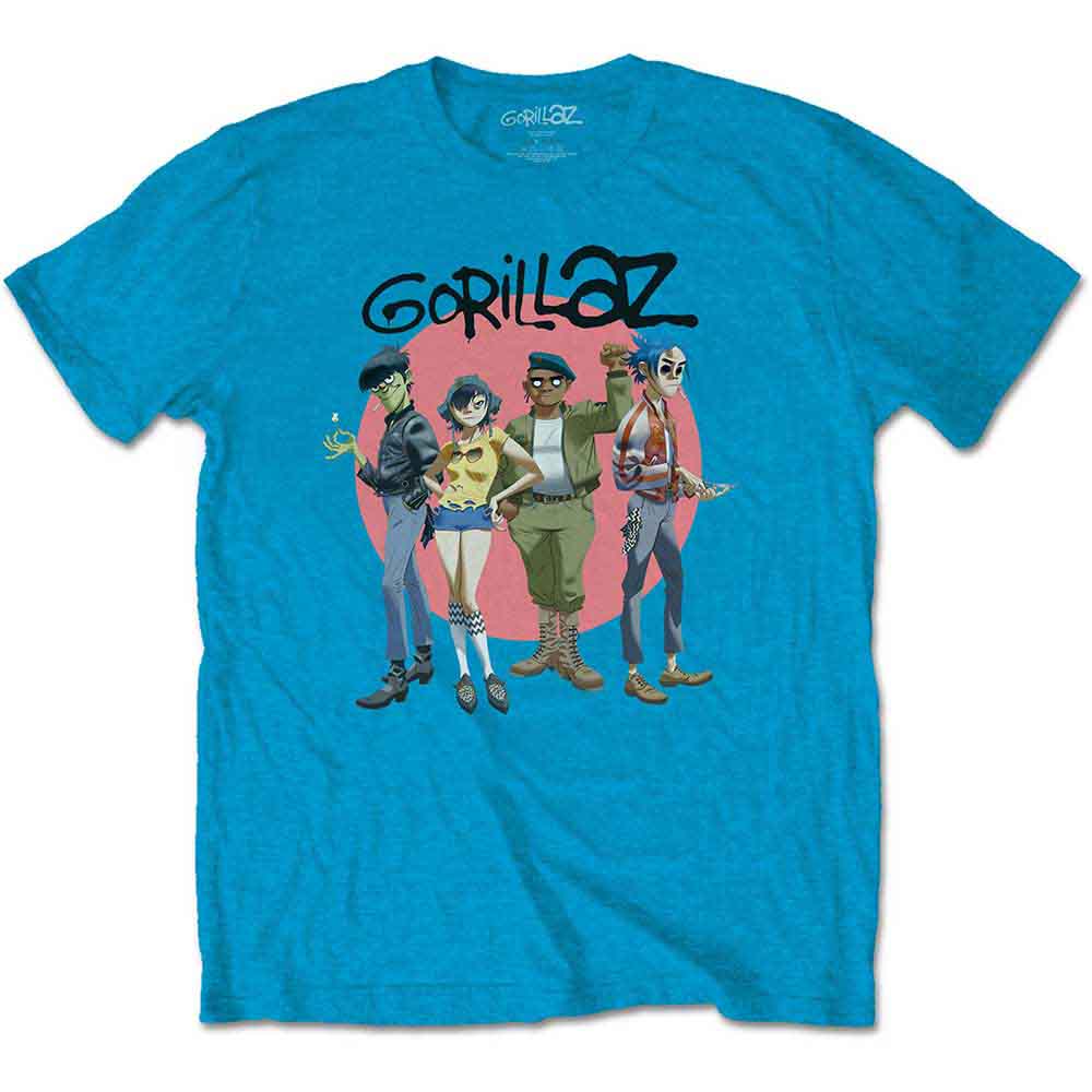 Gorillaz Group Circle Rise Blue Tee