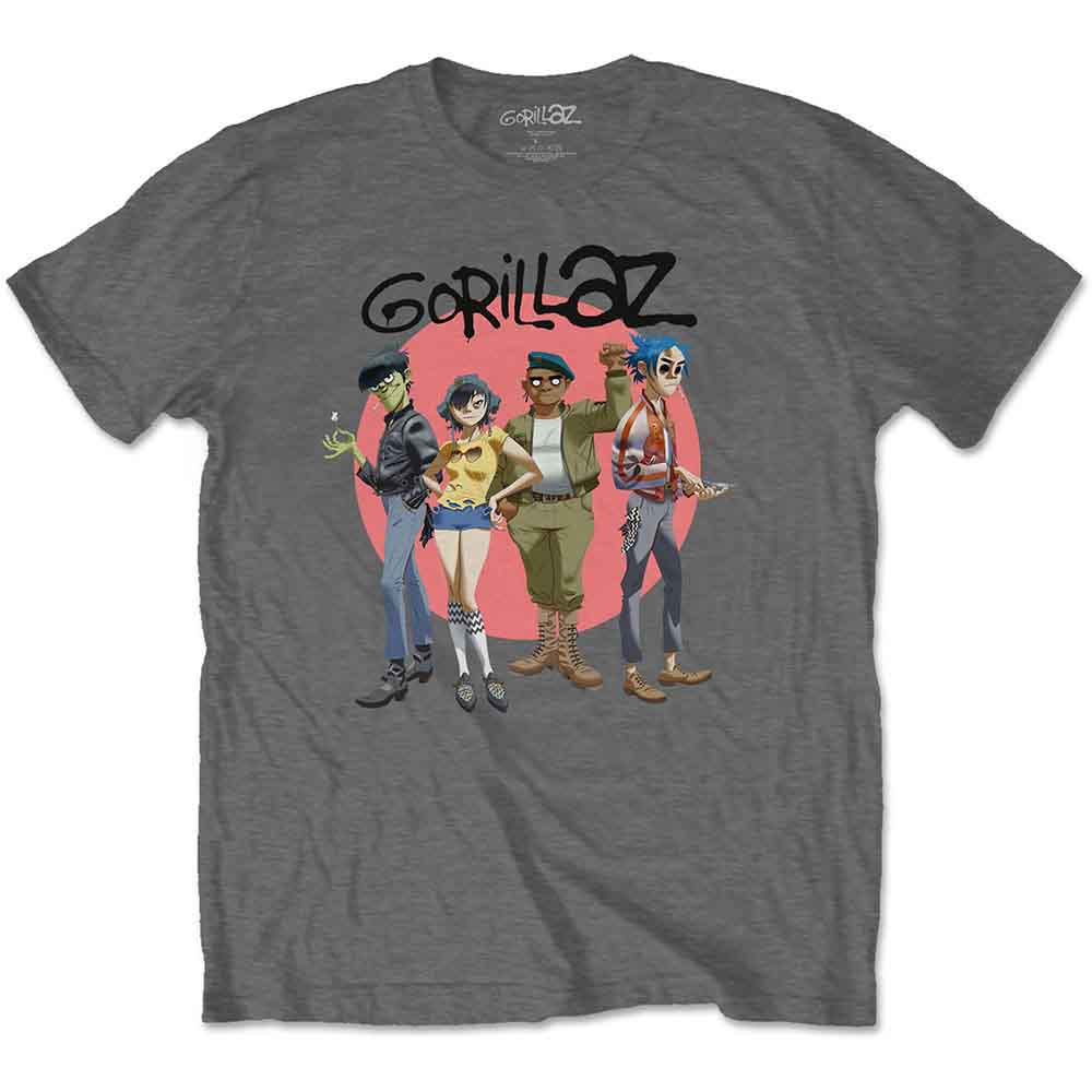 Gorillaz Group Circle Rise Charcoal Tee