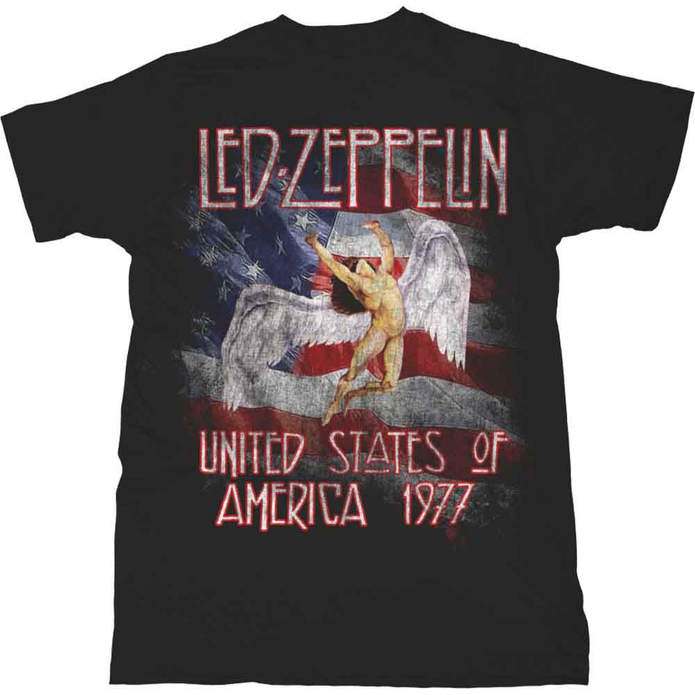 Led Zeppelin Stars n Stripes USA 77 Black Tee