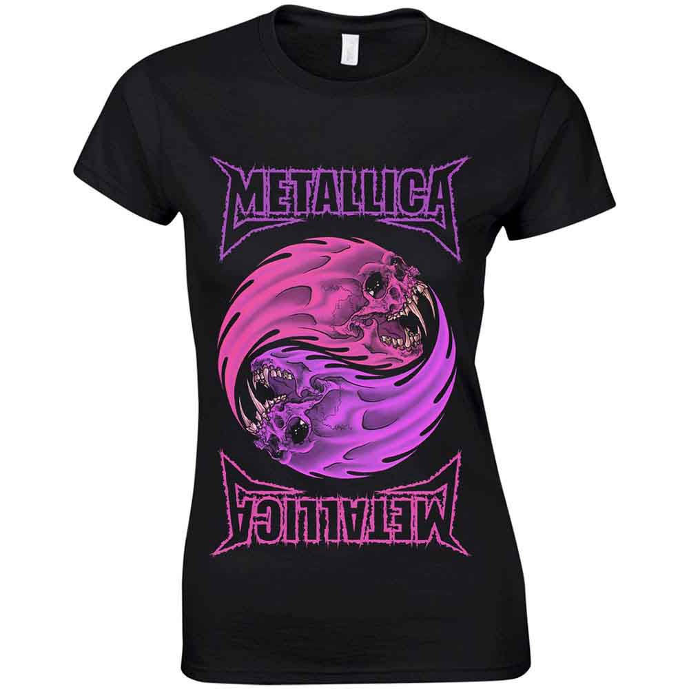 Metallica Yin Yang Purple Womens Black Tee