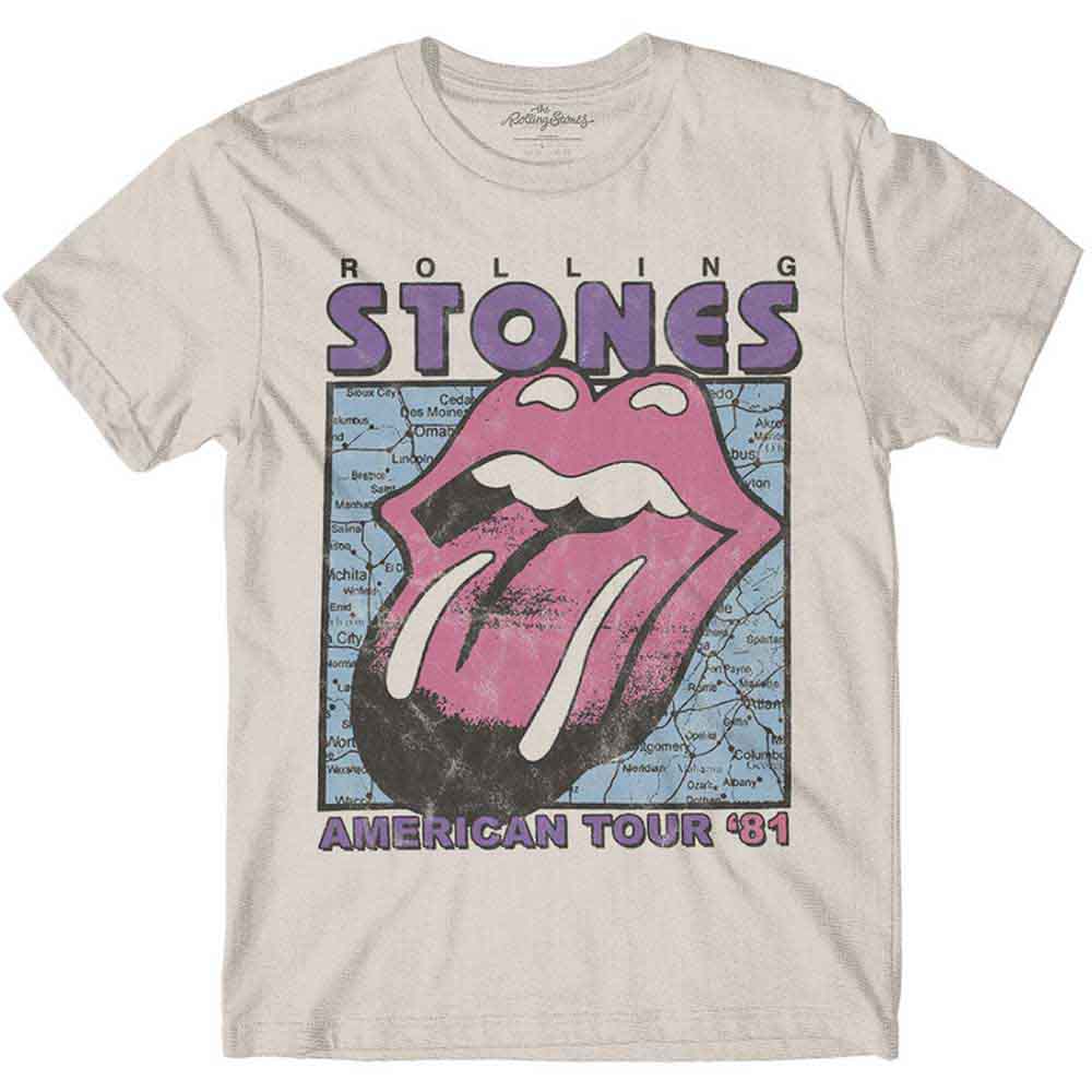 Rolling Stones American Tour Map Natural Tee