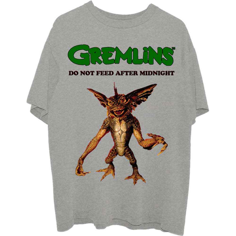 Warner Bros Gremlins Stripe Do Not Feed Grey Tee