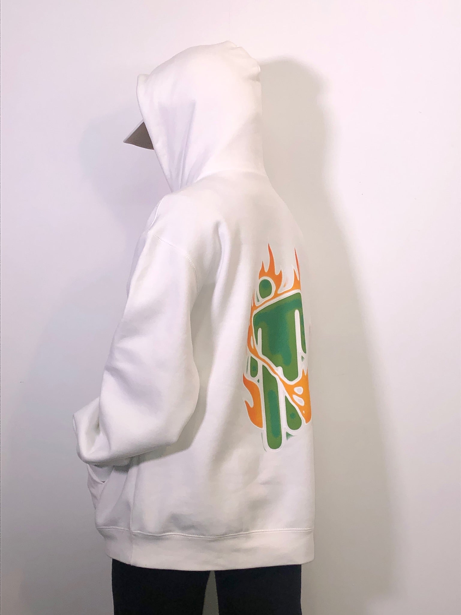 Billie Eilish Airbrush Flames Blohsh White Hoodie