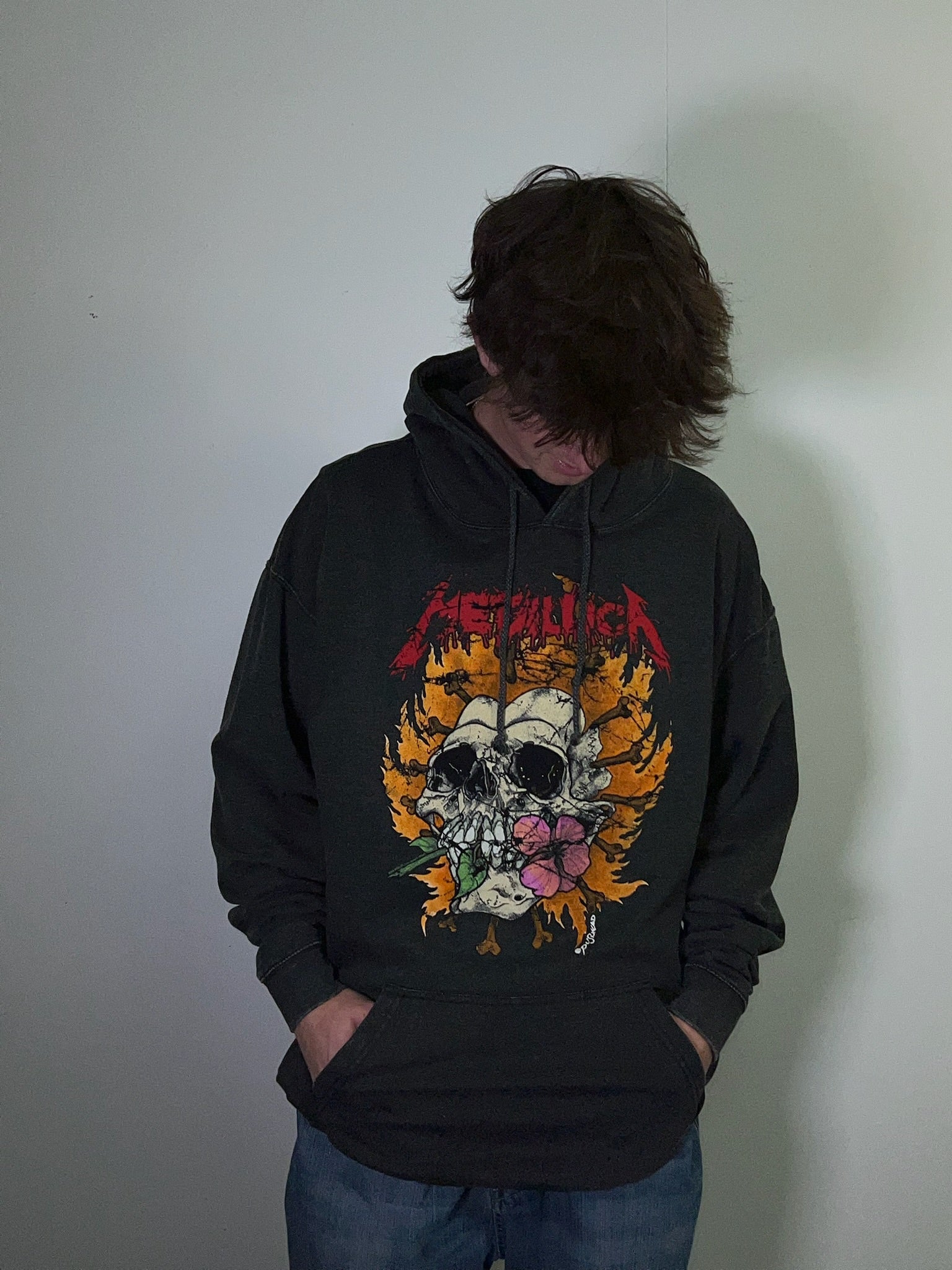 Metallica Skull Flower Black Hoodie