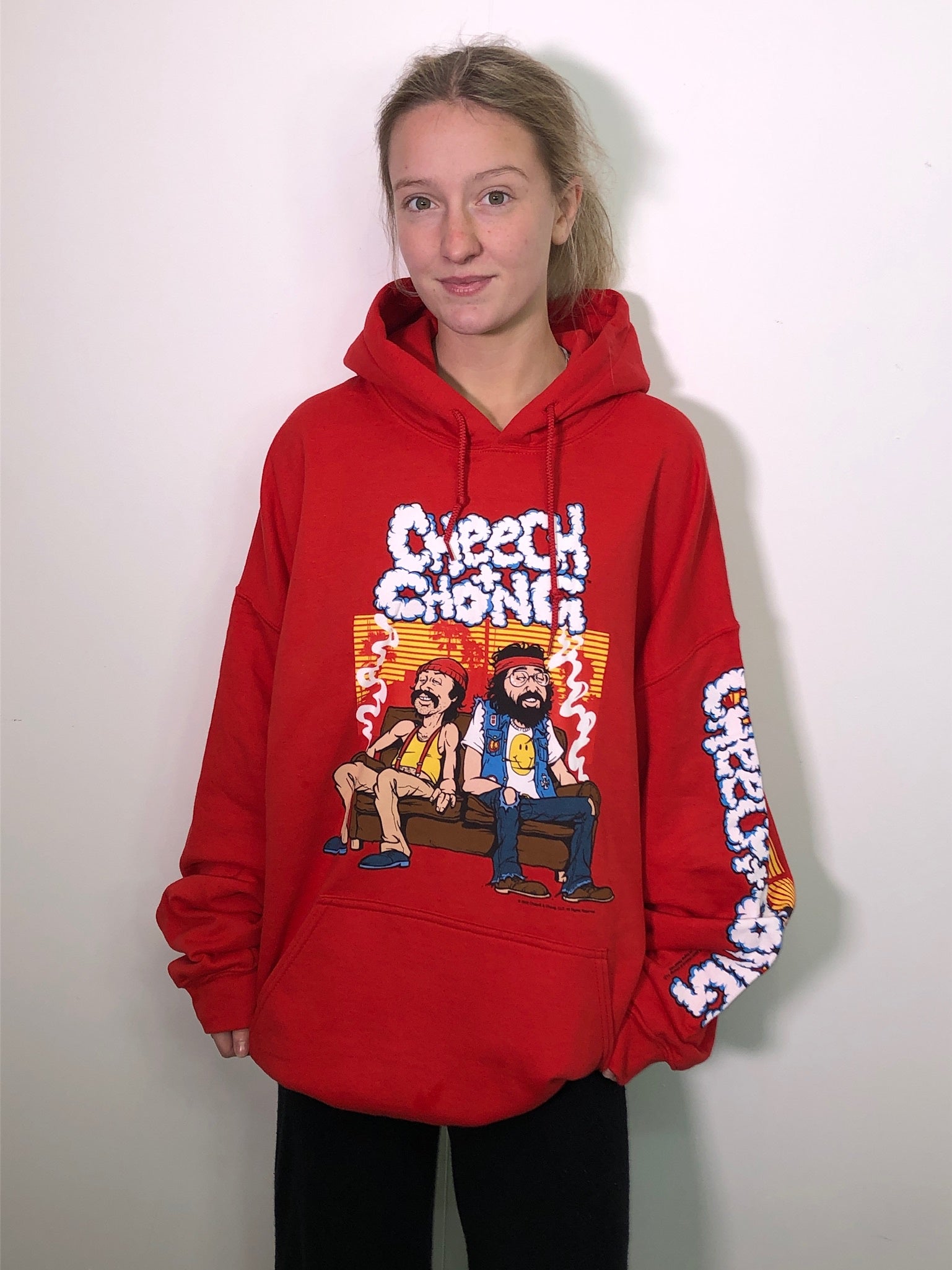 Cheech and Chong Couch Locked Red Hoodie