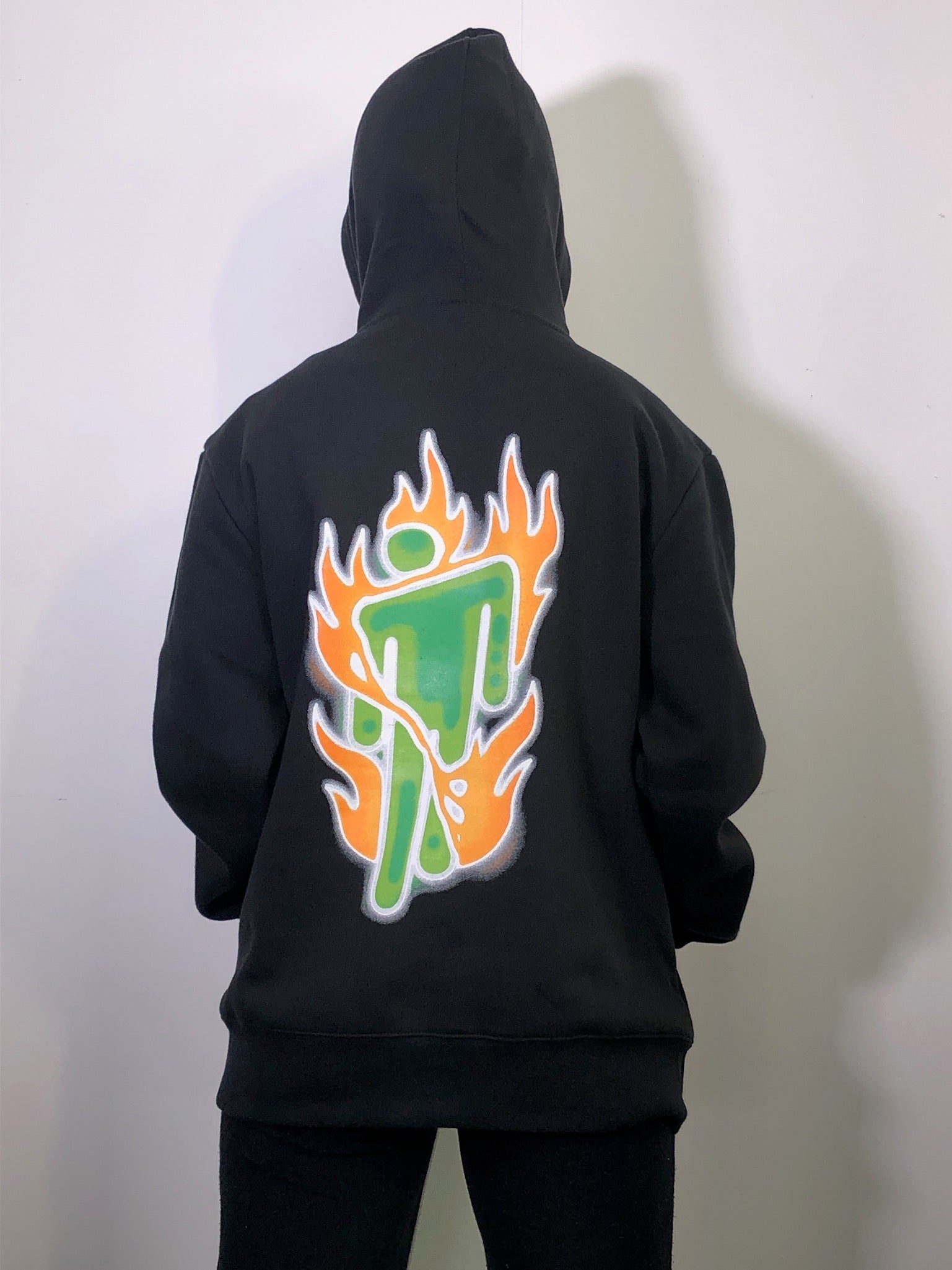 Billie Eilish Airbrush Flames Blohsh Black Hoodie