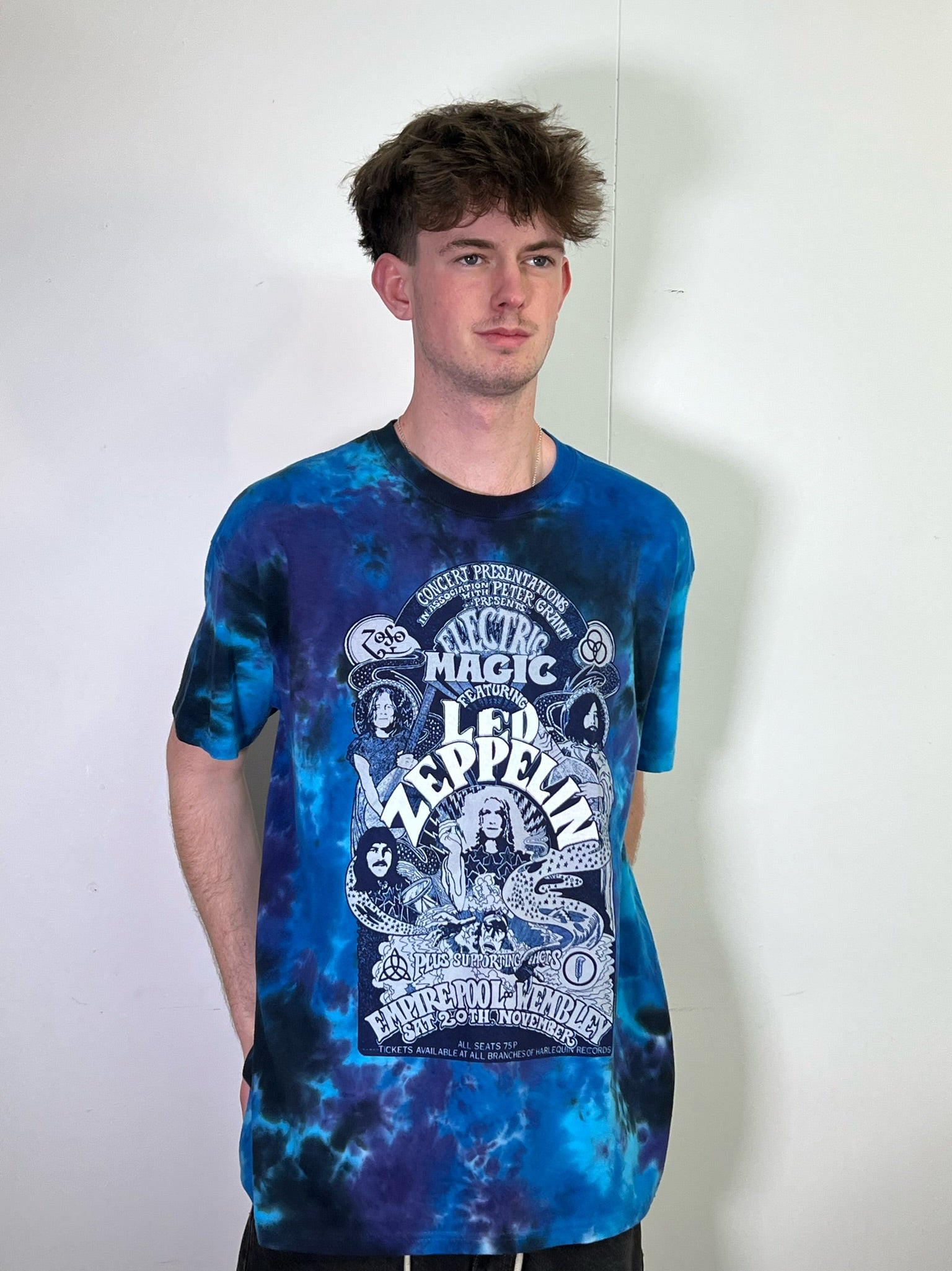 Led Zeppelin Wembley 71 Blue Tie Dye Tee Emporium Streetwear