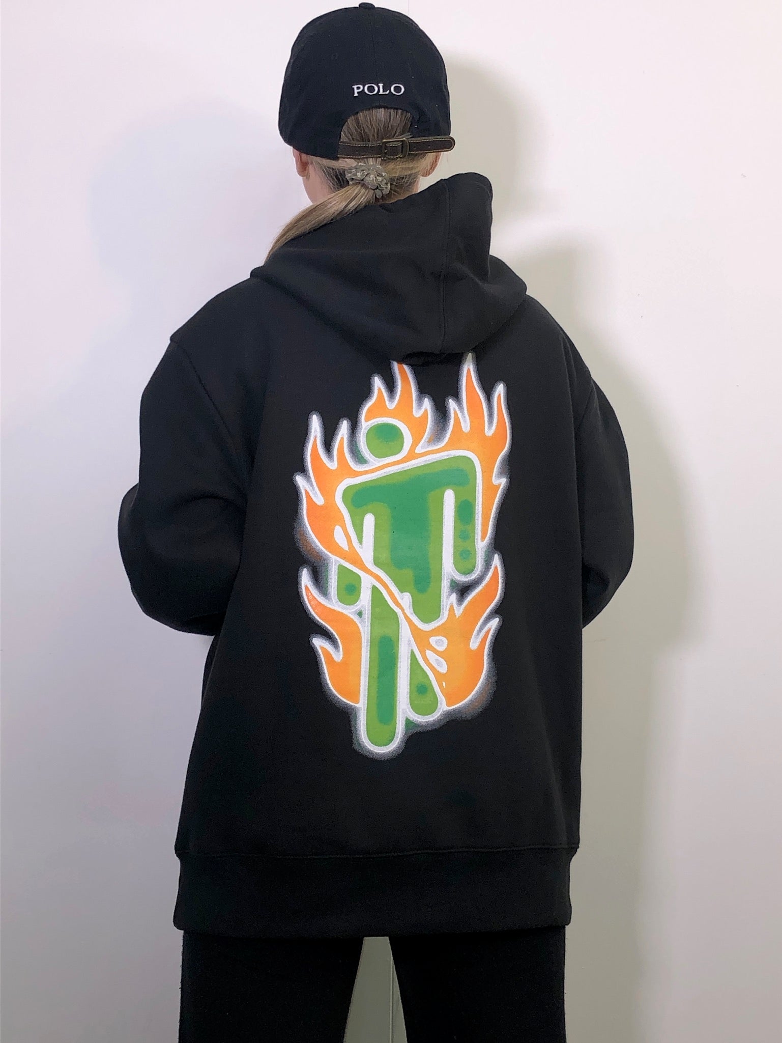 Billie Eilish Airbrush Flames Blohsh Black Hoodie