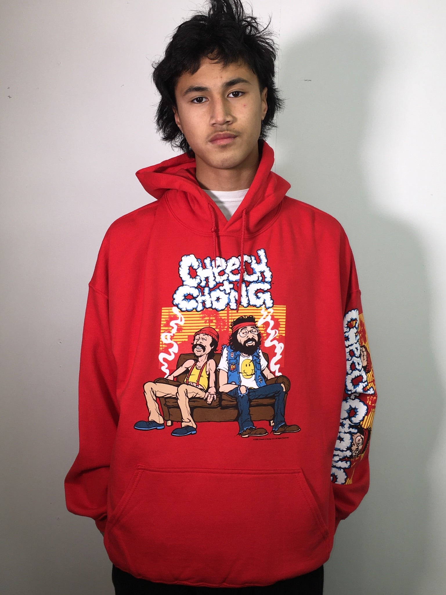 Cheech and Chong Couch Locked Red Hoodie