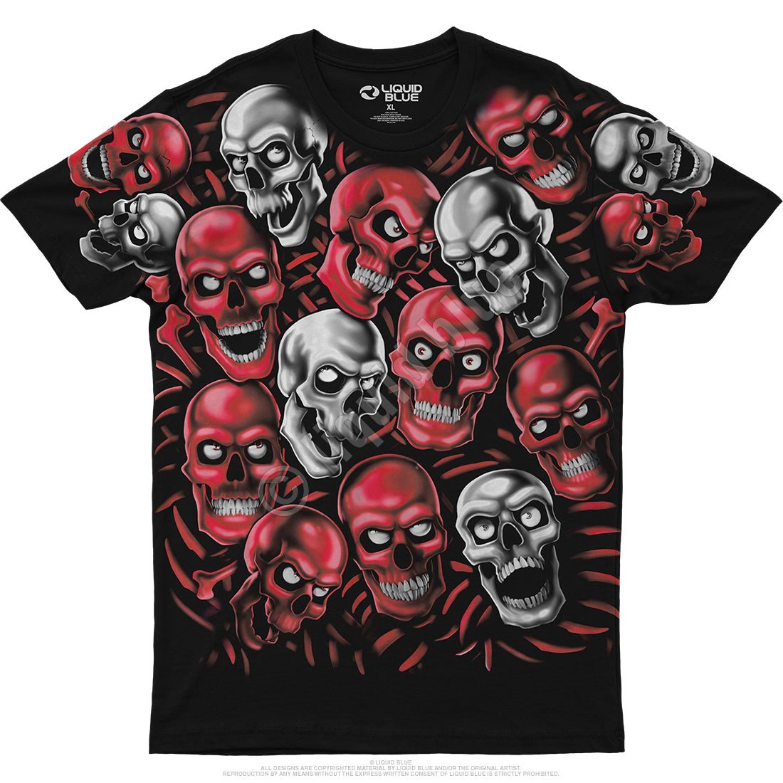 Skull Pile Red/Grey Tee